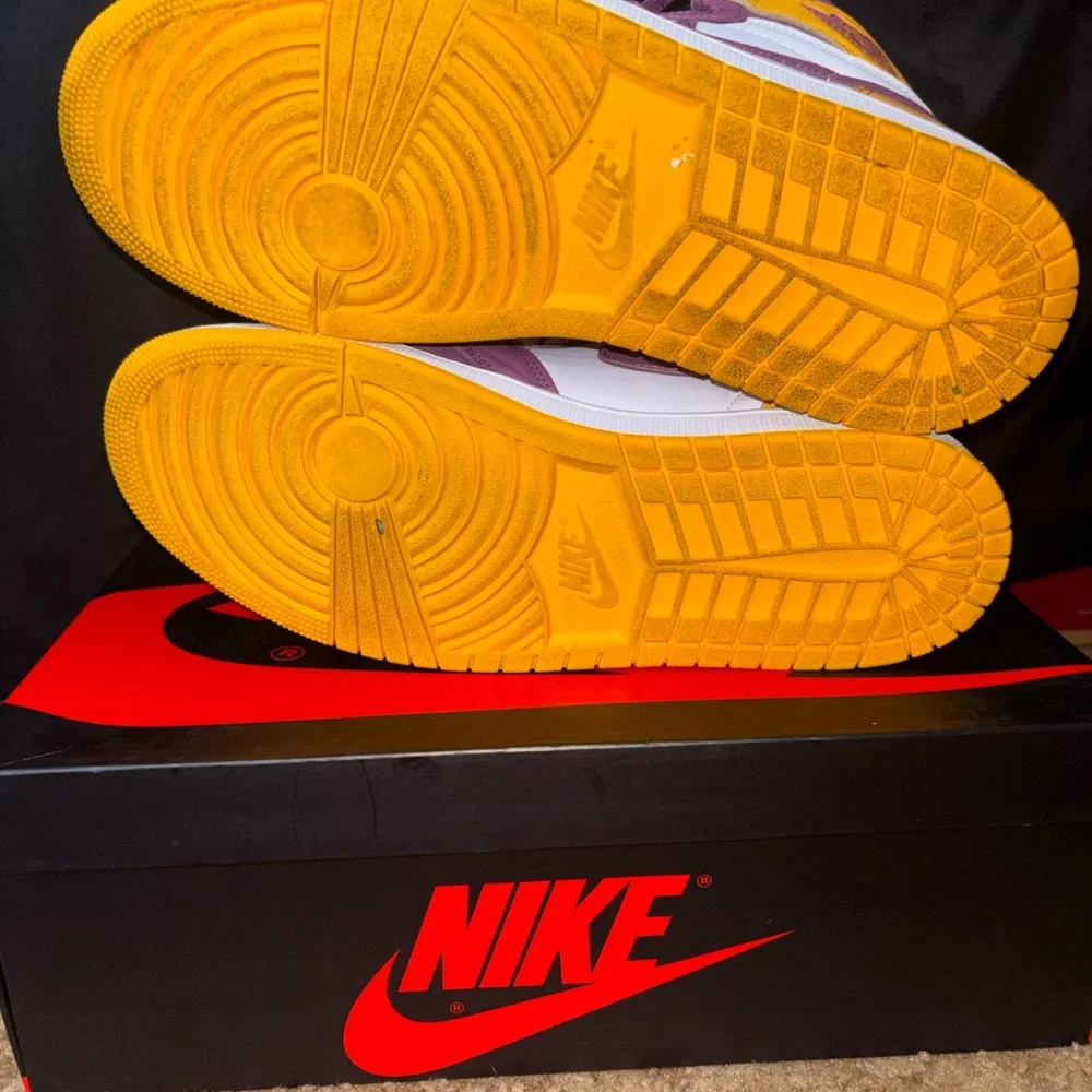 Nike Air Jordan 1 High — Purple, Yellow & White Men’s Sneakers